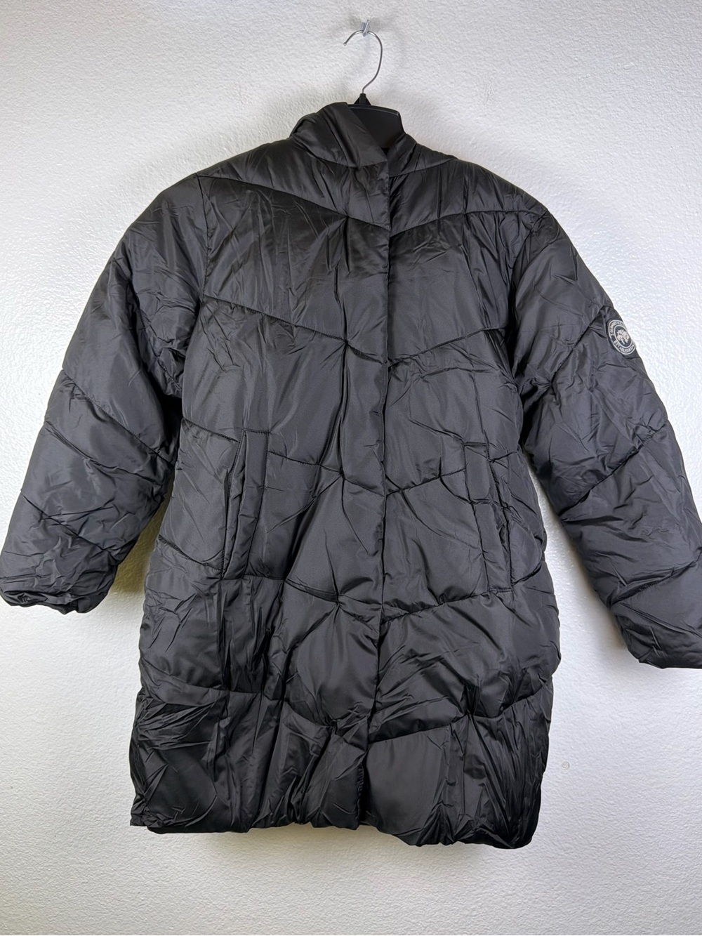Solomate Teens Black Long Puffer Coat Hooded Windproof Zip Up Size 14Y